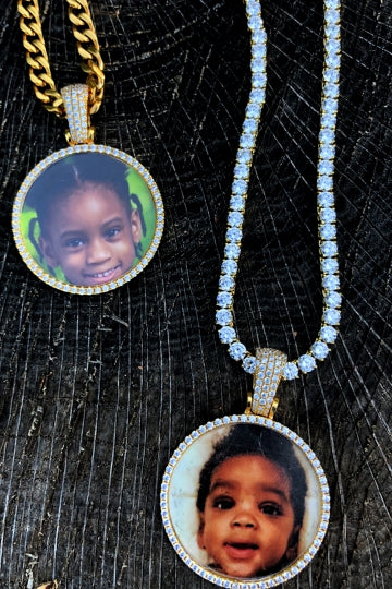 14k Gold Finish Custom Photo Pendant Chain -Your Own Photo-Picture Necklace Set