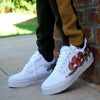 Custom Embroidered White Rose Vans Stay Low Sneakers Shoes