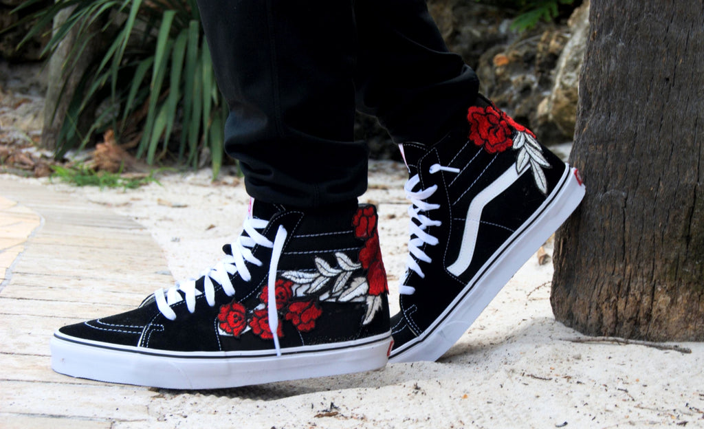 Custom “Frozen Rose” Embroidered Vans Sneakers