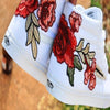 Custom Embroidered Rose Vans Frosty White Sneakers Shoes