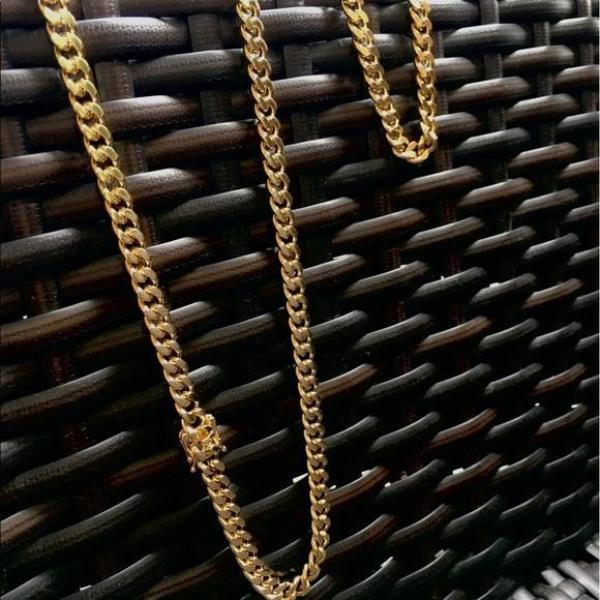 14k Gold Finish Cuban Link Chain &amp; Bracelet