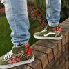 Custom Embroidered Rose Vans Sneakers Shoes - (Green)