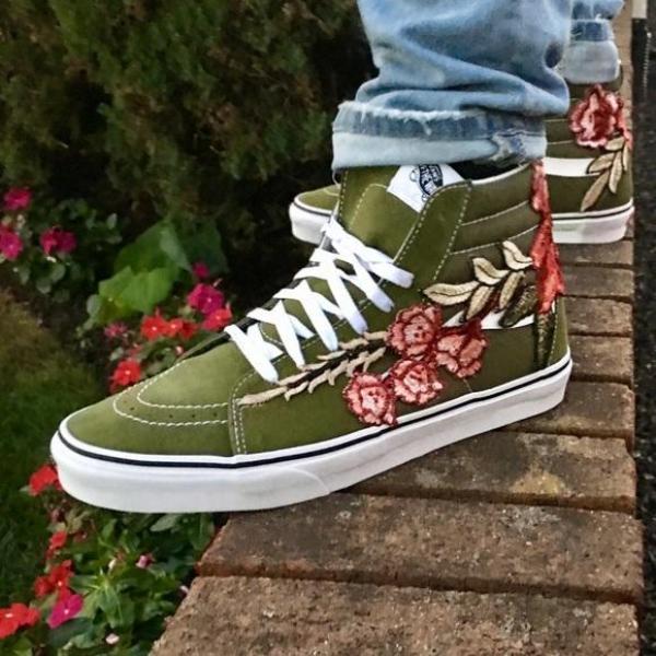 vans shoes with roses